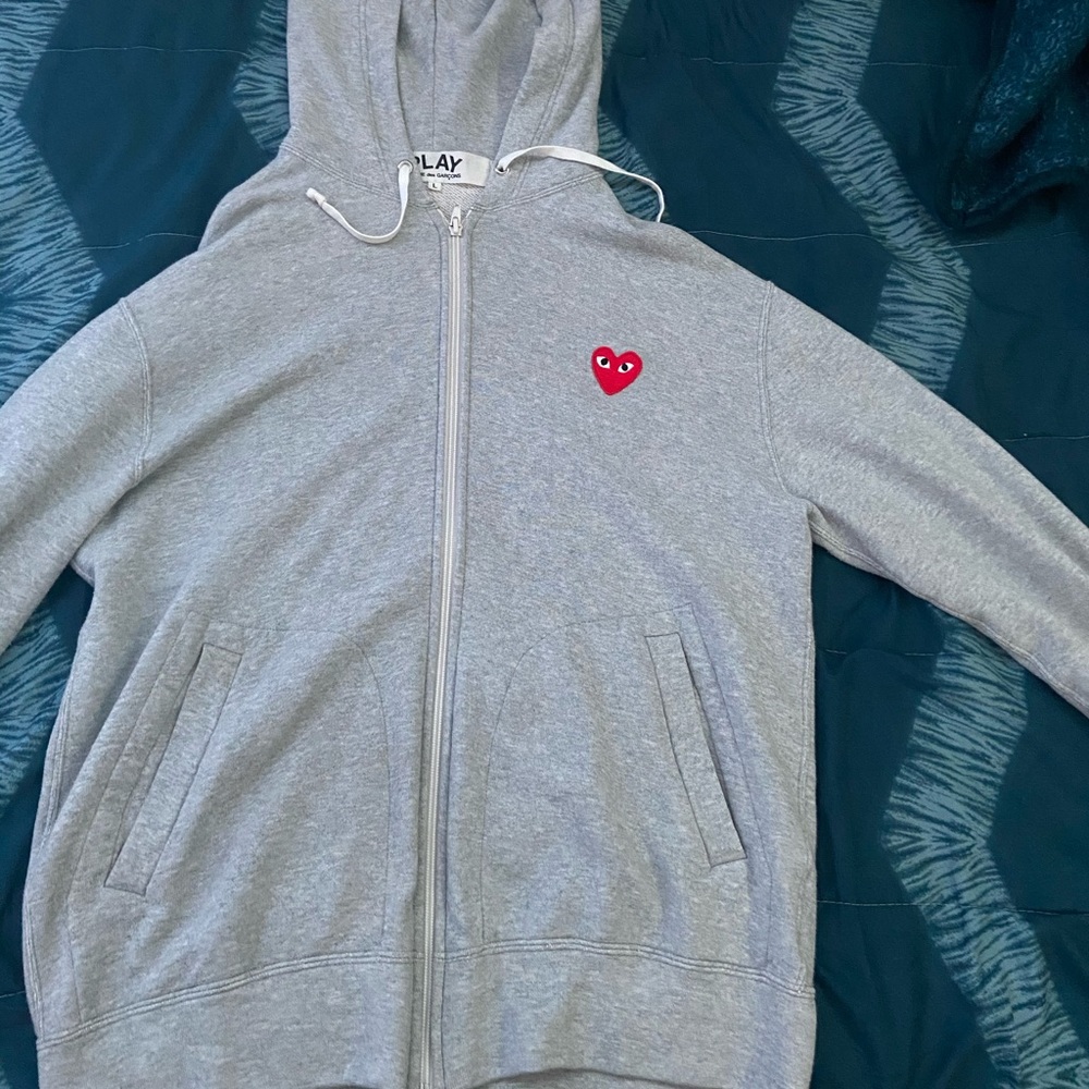 Comme de gracons grey zipper hoodie